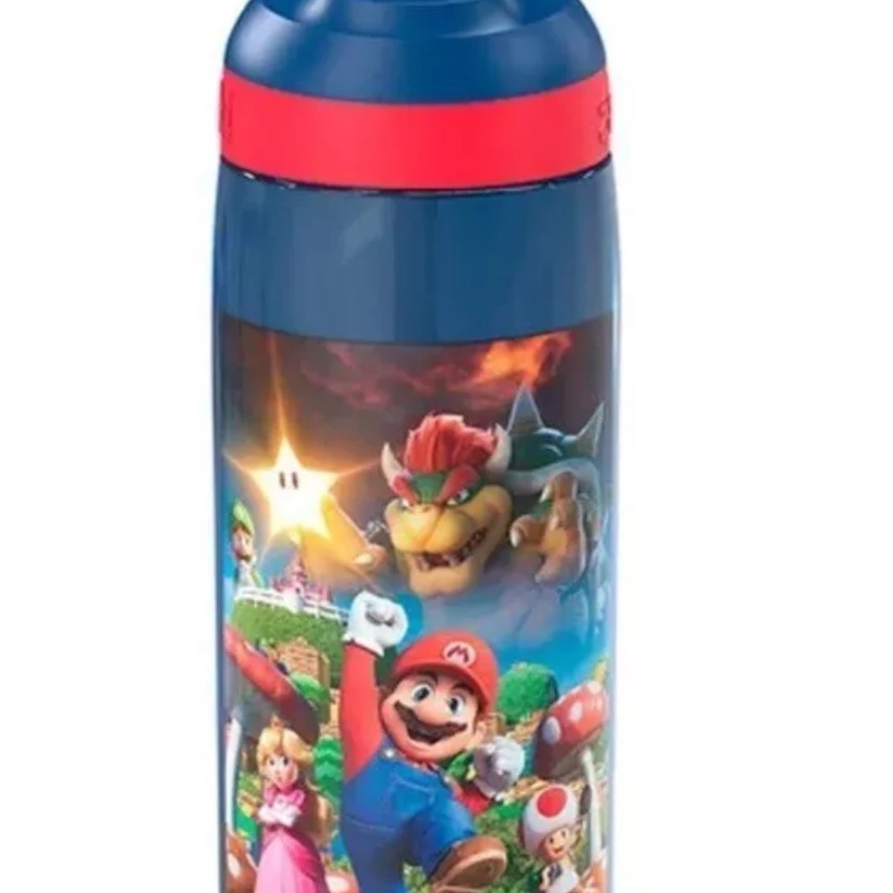 Super Mario Themed Water Bottle - Blue and Red